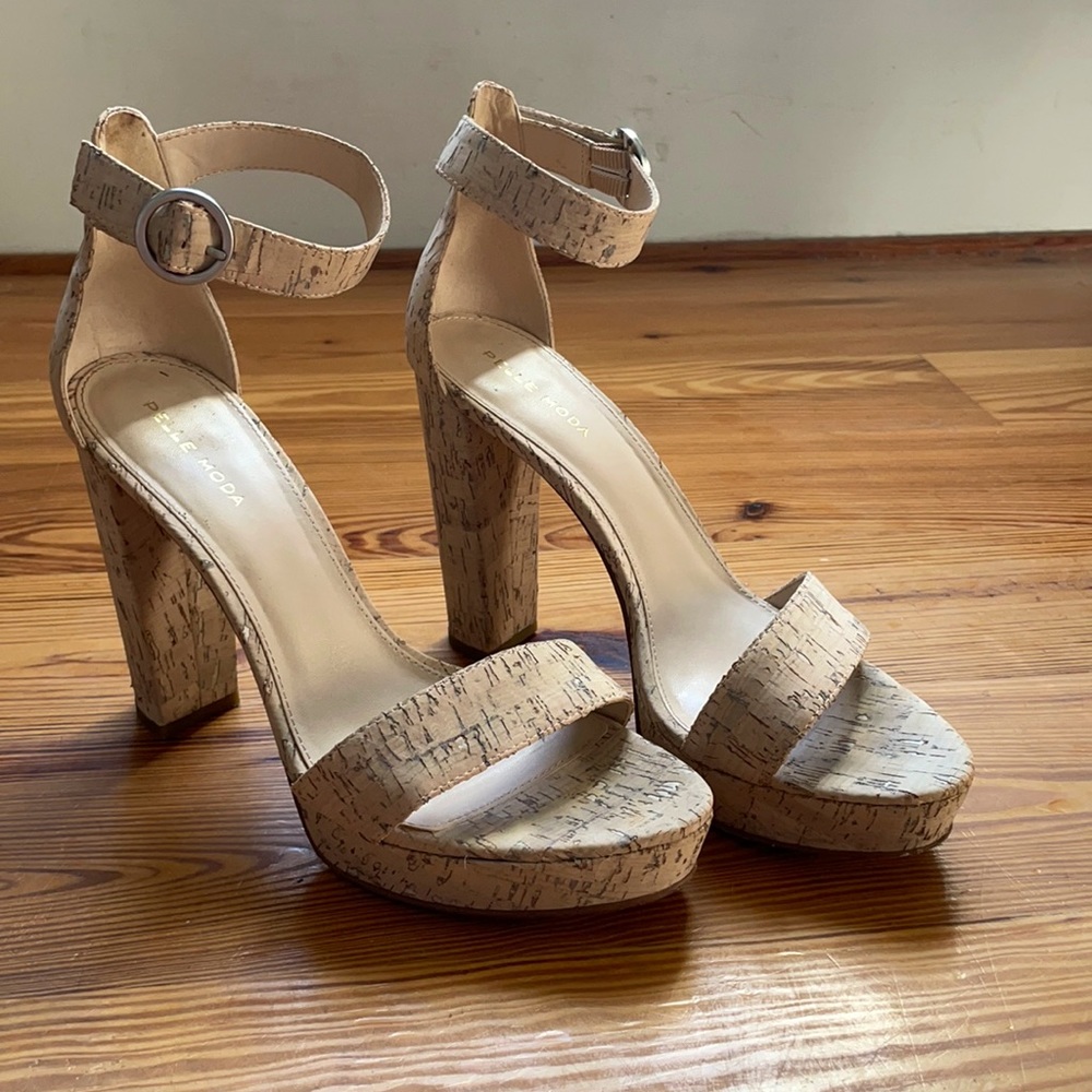 Pelle Moda cork platform heels